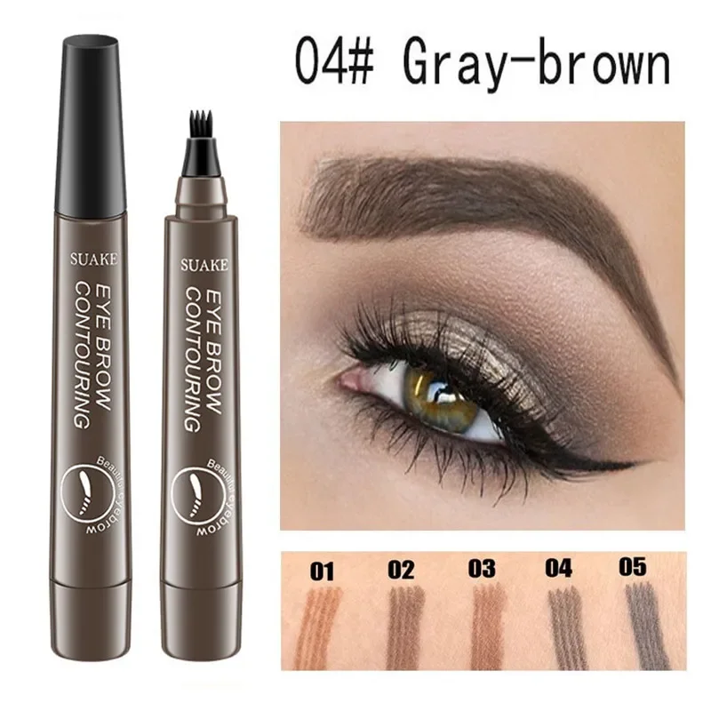 Eyebrow Pomade Pencil - 4 Punten Wenkbrauwpotloden Waterdichte Vloeibare Wenkbrauw
