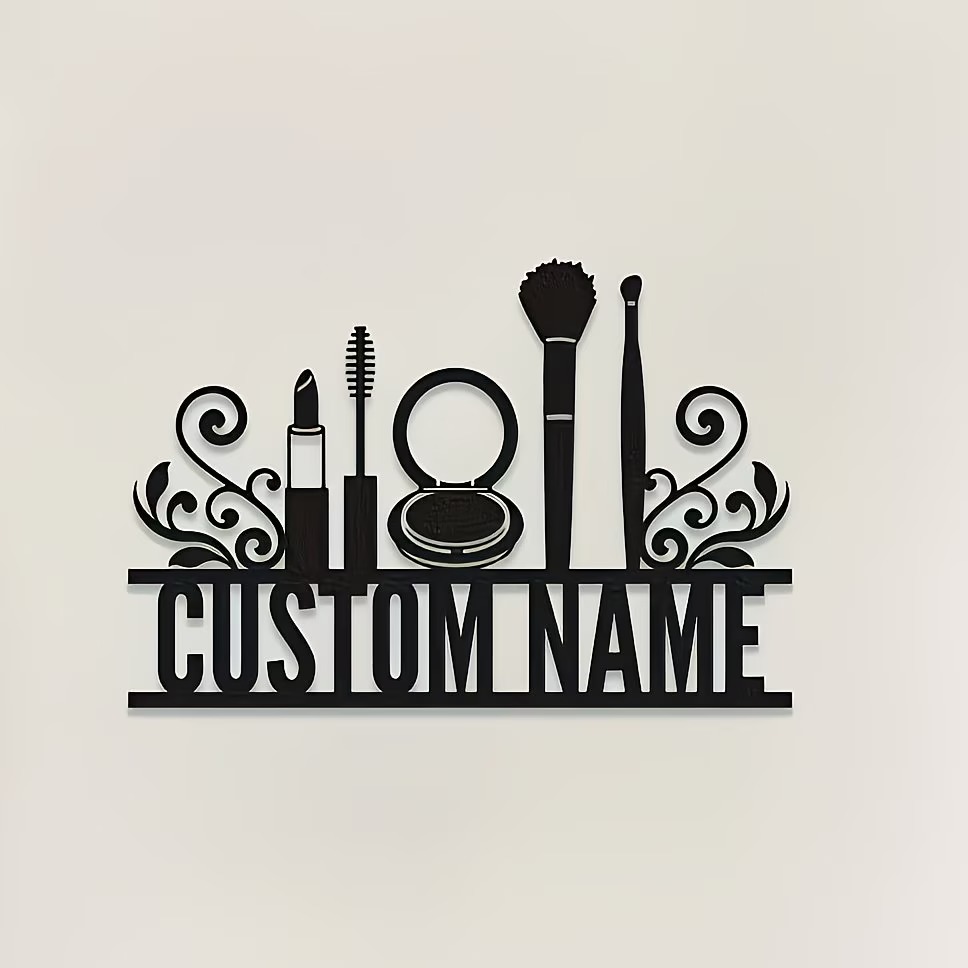 Beauty Makeup Names - Gepersonaliseerde metalen wanddecoratie voor visagisten -