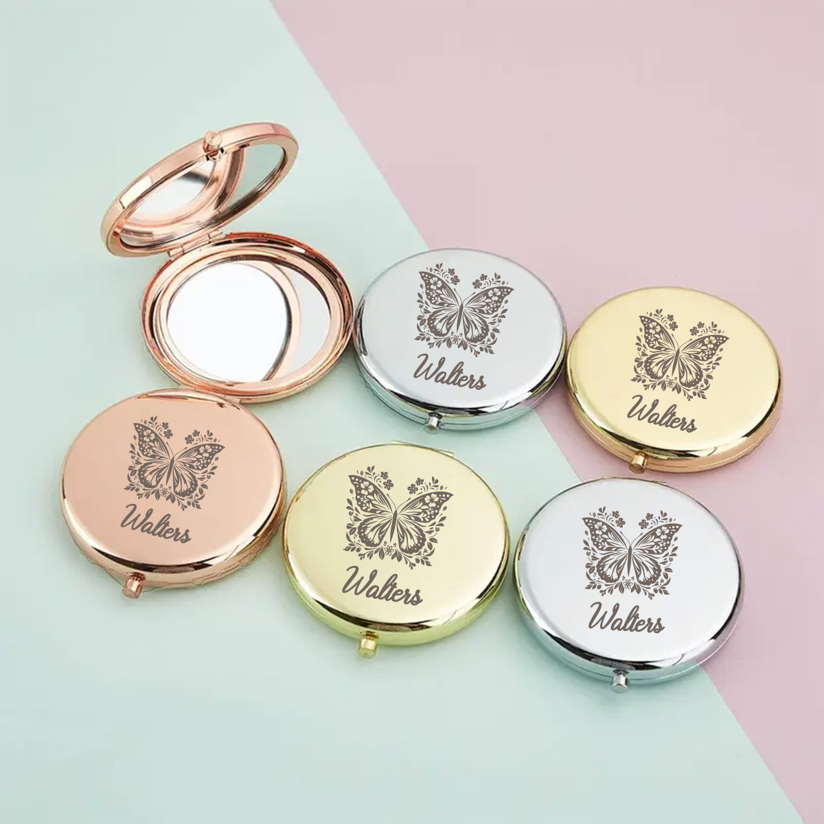 Beauty Makeup Names - 1pc Creatieve mooie vlinder Aangepaste naamspiegel