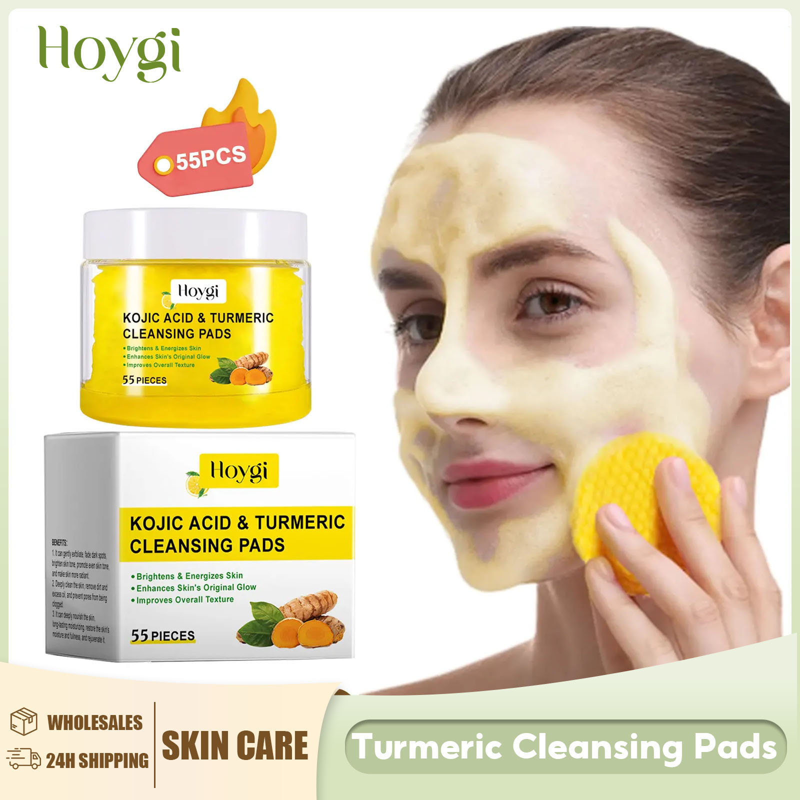 Kiss Beauty Makeup Remover - Kurkuma Reinigingspads Gezichtsexfoliërende Make-up Verwijderen Dode