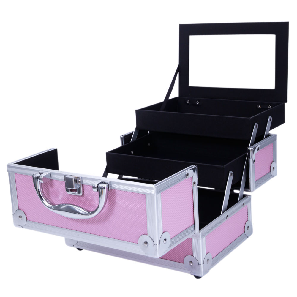 Roze aluminium make-up koffer, - Woman Beauty Makeup recensie en prijs