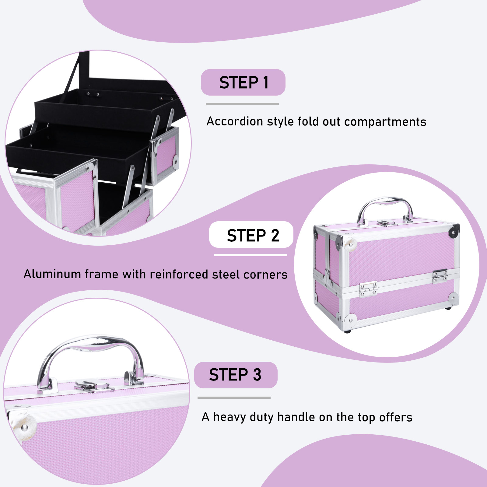 Roze aluminium make-up koffer, - Woman Beauty Makeup recensie en prijs