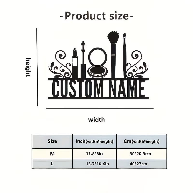 Gepersonaliseerde metalen wand - Beauty Makeup Names recensie en prijs
